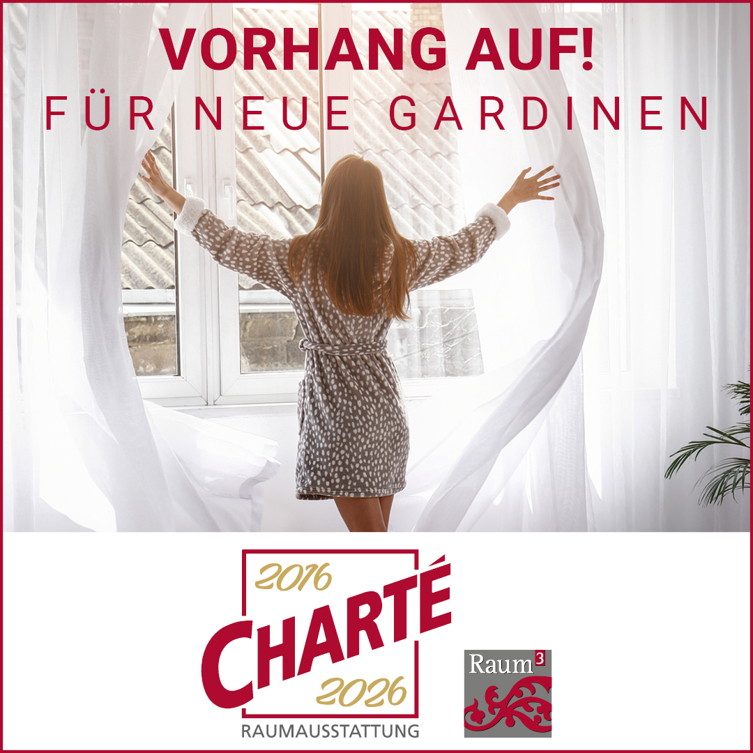 Vorhang auf für neue Gardinen! Wir beraten Sie gerne. Charté – Ihr Raumausstatter in Kandern.